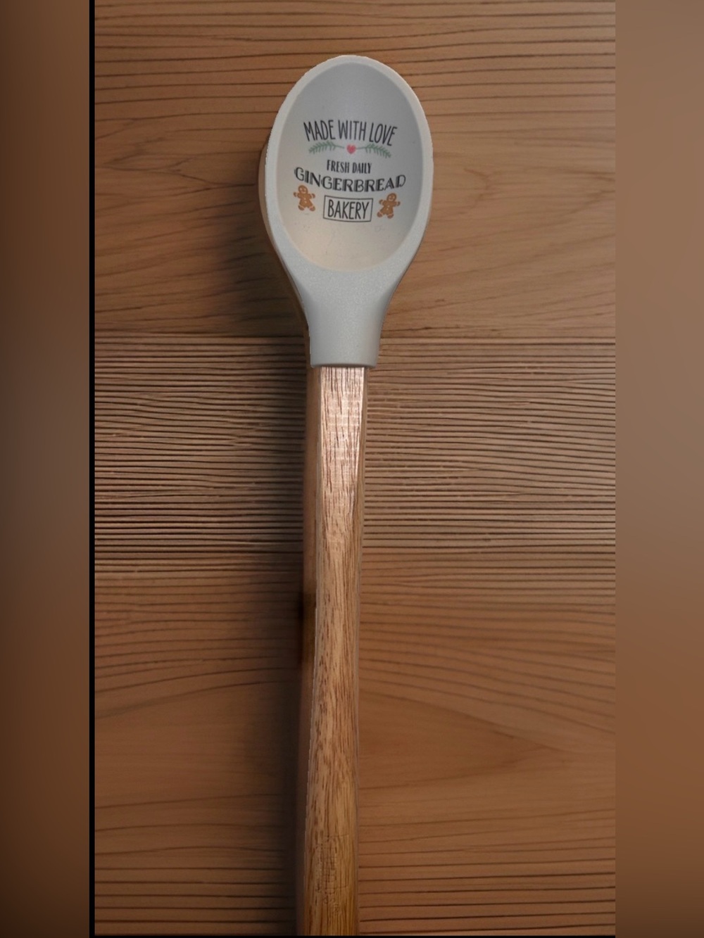 Krumbs Kitchen Farmhouse Christmas Silicone Cooking Spoon w/ Wooden Handle